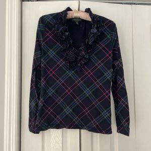 LRL Ralph Lauren Ruffled Plaid Top